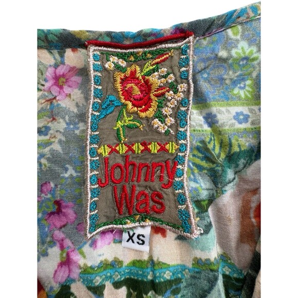 Johnny Was XS Blouse Vibrant Floral Cotton Embroidered Swing L/S Tunic Shirt - Picture 10 of 11